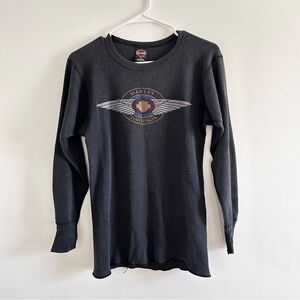 Vintage 1995 Harley-Davidson Black Long Sleeve Thermal Shirt